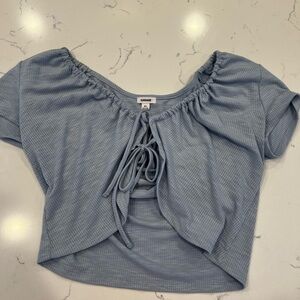 GARAGE RIBBED TIED CROP TOP